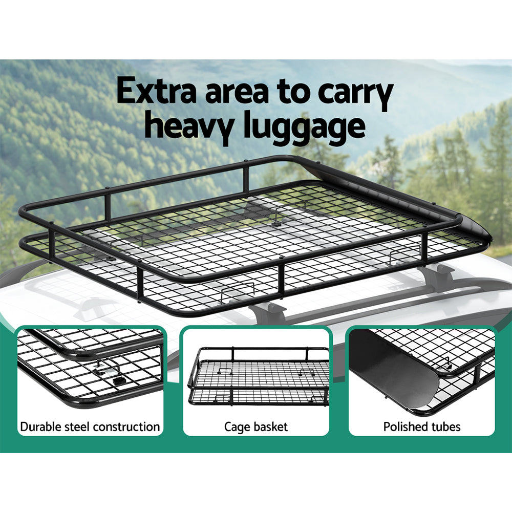 Giantz Universal Roof Rack Basket 123cm Black