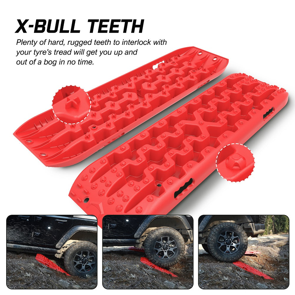 X-BULL Gen 3.0 2PCS Red Recovery Tracks with 4PC mounting bolts