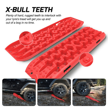 X-BULL Gen 3.0 2PCS Red Recovery Tracks with 4PC mounting bolts