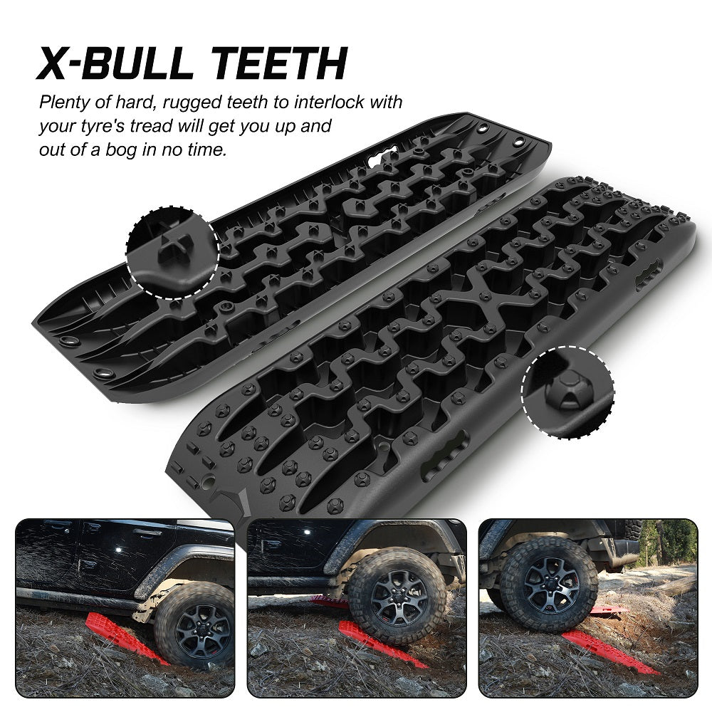 X-BULL Gen 3.0 2PCS Black Recovery Tracks with 4PC mounting bolts