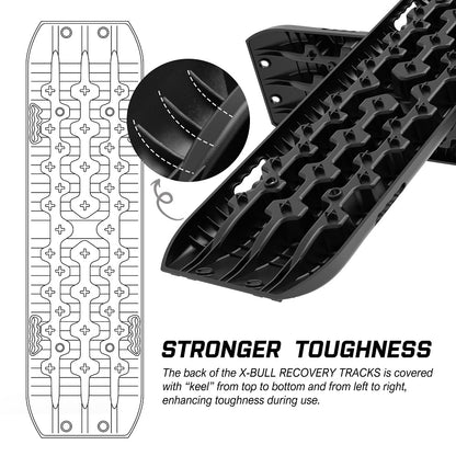 X-BULL Gen 3.0 2PCS Black Recovery Tracks with 4PC mounting bolts