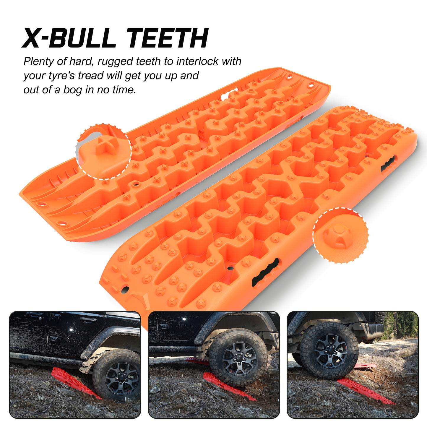 X-BULL Gen 3.0 Recovery Tracks 2 Pairs Orange with Mounting pins