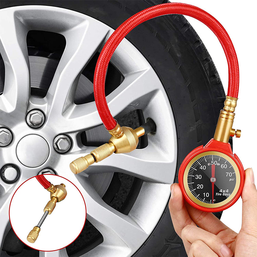 X-BULL Tyre Deflators / Pressure Gauge & 4 Brass Deflators