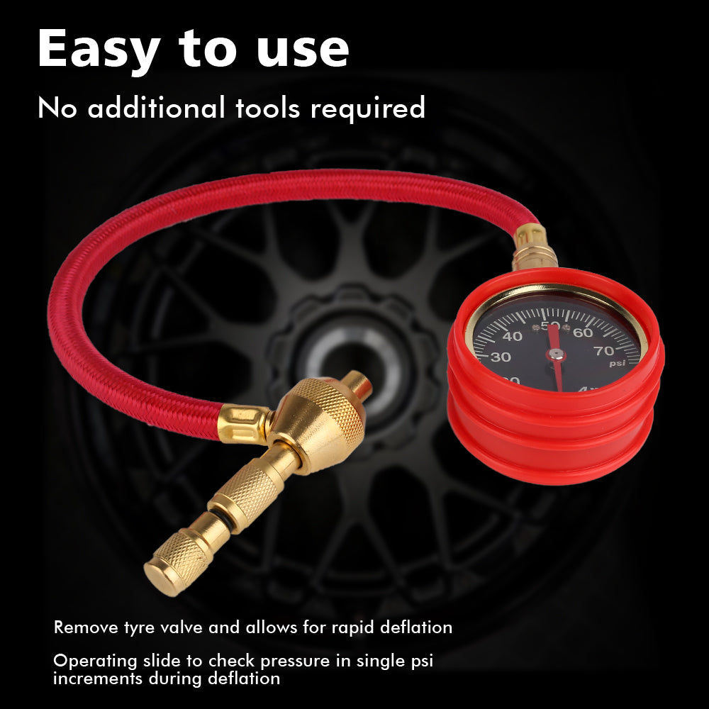 X-BULL Tyre Deflators / Pressure Gauge & 4 Brass Deflators