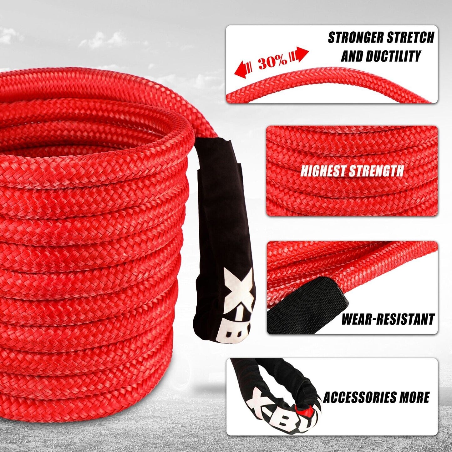 X-BULL Kinetic Rope 25mm x 9m Snatch Strap