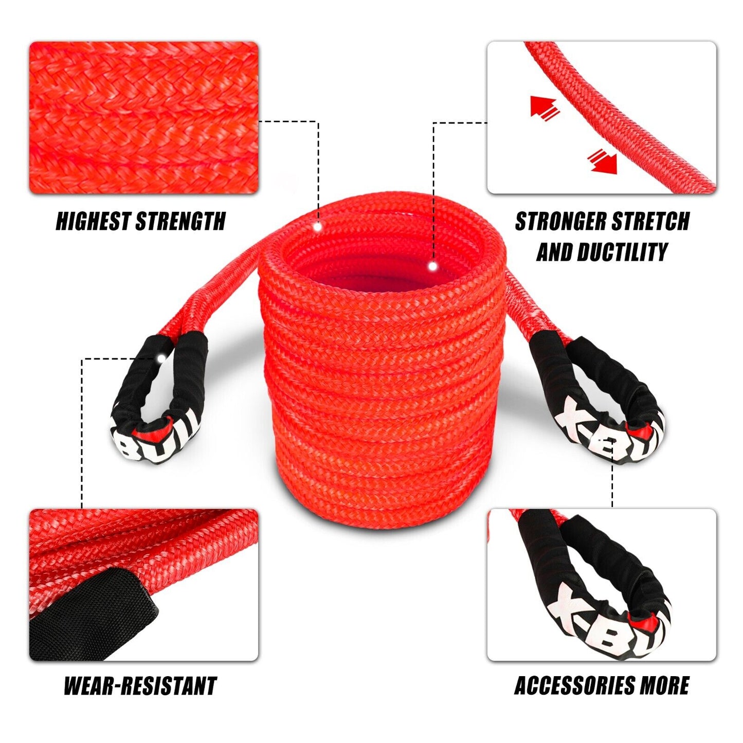 X-BULL Kinetic Rope 25mm x 9m Snatch Strap