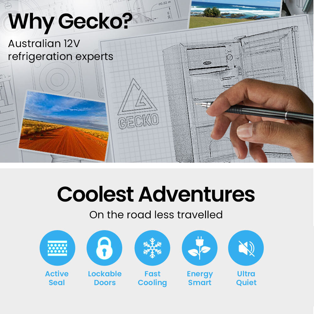 GECKO 70L Upright Portable Fridge Freezer 12V/24V/240V