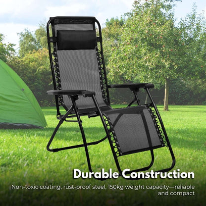 KILIROO Folding Reclining Camping Chair (Black)