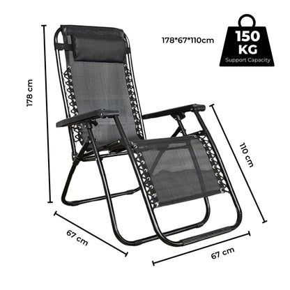 KILIROO Folding Reclining Camping Chair (Black)