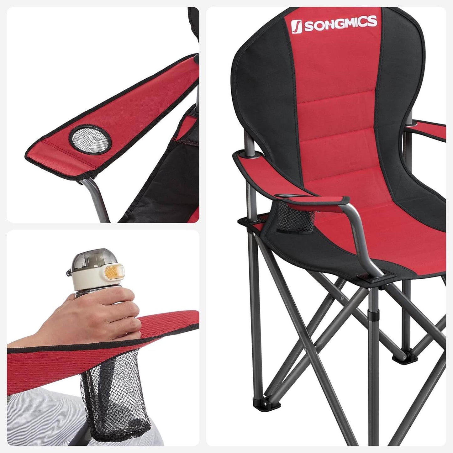 SONGMICS Folding Camping Chair (Red and Black)