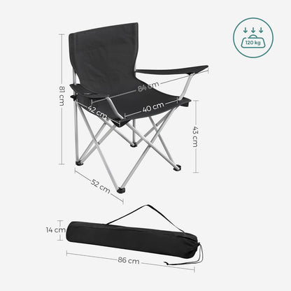 SONGMICS Set of 2 Folding Camping Chairs (Black)