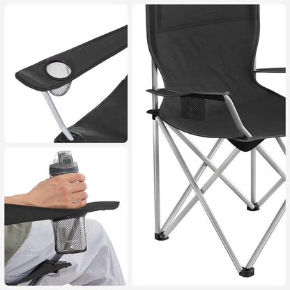 SONGMICS Set of 2 Folding Camping Chairs (Black)