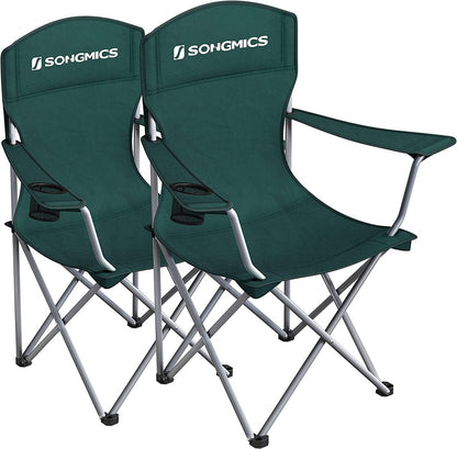 SONGMICS Set of 2 Folding Camping Chairs (Dark Green)