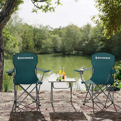 SONGMICS Set of 2 Folding Camping Chairs (Dark Green)