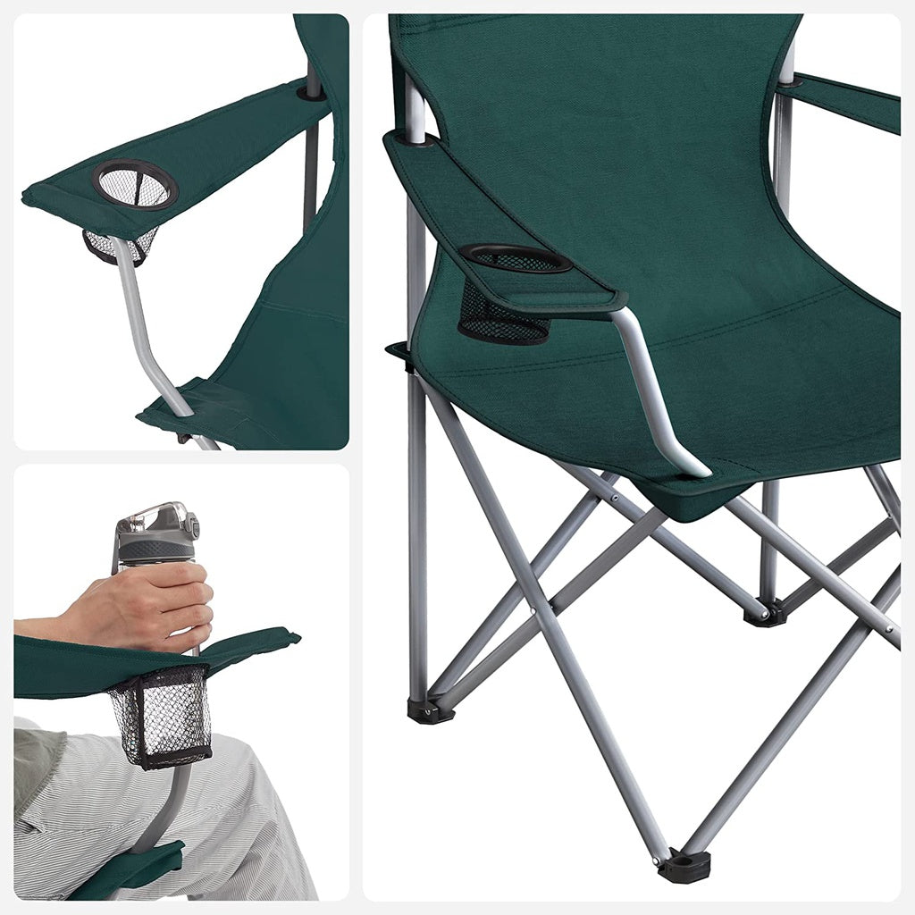 SONGMICS Set of 2 Folding Camping Chairs (Dark Green)