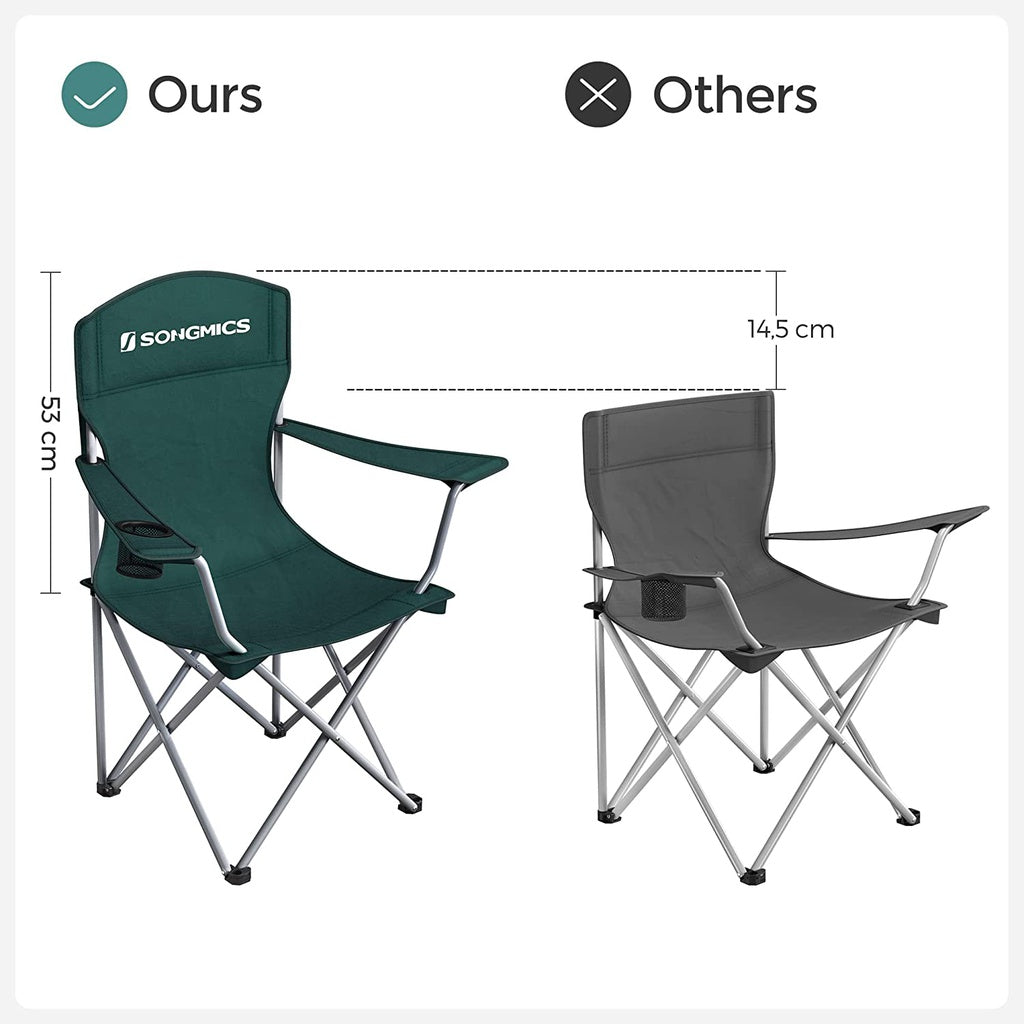 SONGMICS Set of 2 Folding Camping Chairs (Dark Green)