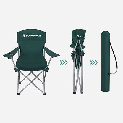 SONGMICS Set of 2 Folding Camping Chairs (Dark Green)