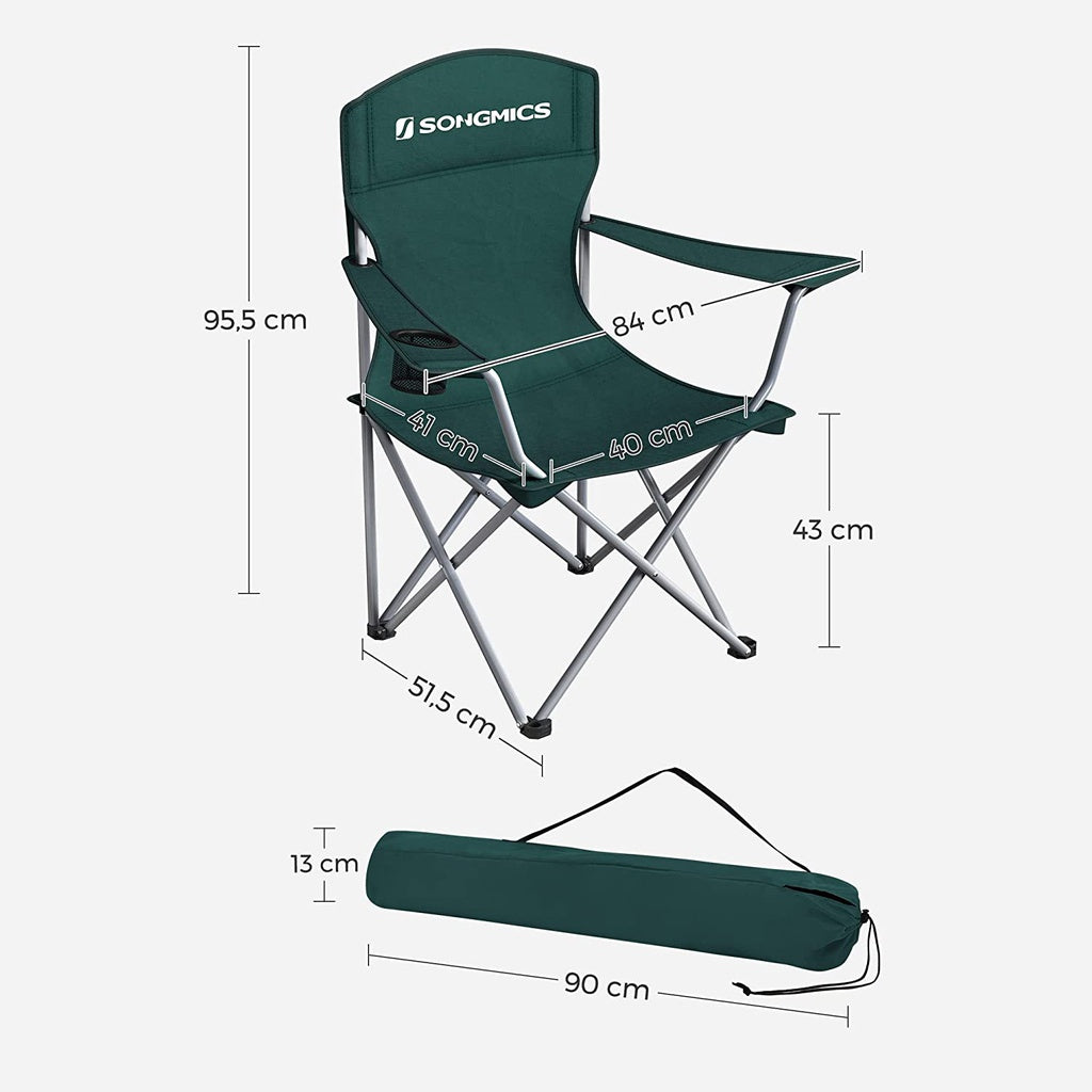 SONGMICS Set of 2 Folding Camping Chairs (Dark Green)