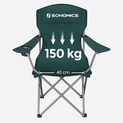 SONGMICS Set of 2 Folding Camping Chairs (Dark Green)